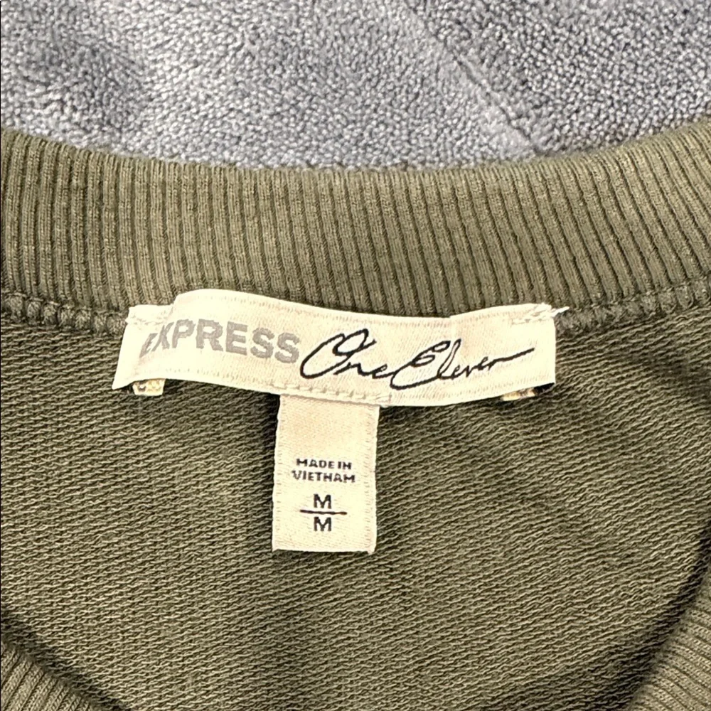 Express Olive Green Ruffle Cold Shoulder Blouse - Picture 6 of 6